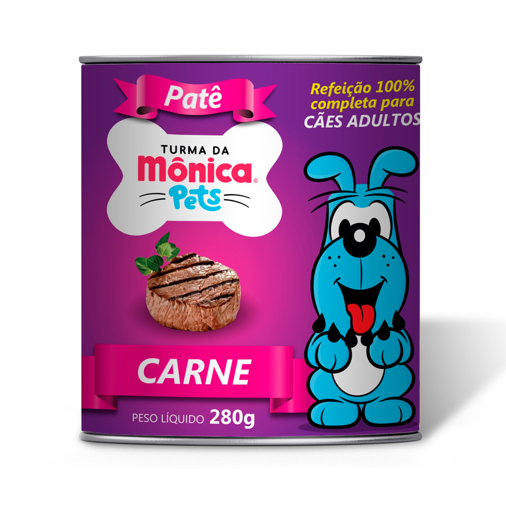 Ração Úmida Turma da Mônica Pets Patê para Cães Adultos Sabor Carne 280 g