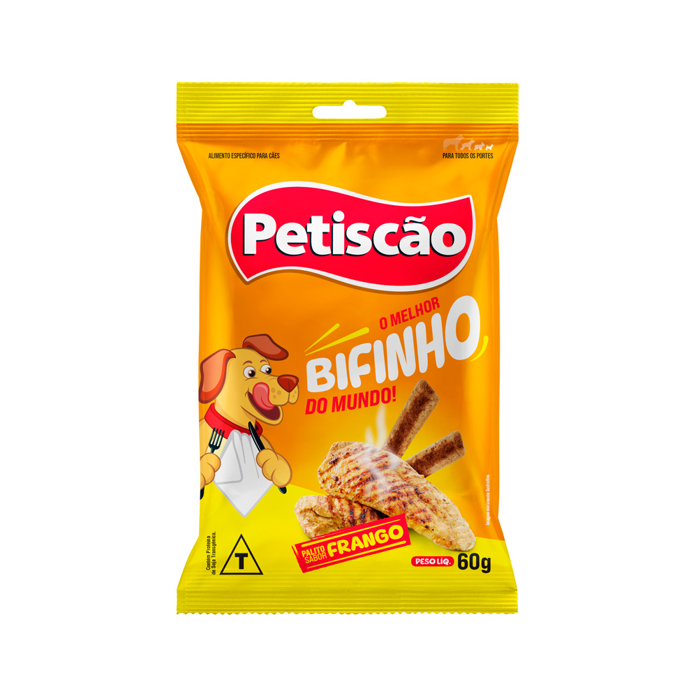 Snack Petiscão Bifinho Palito Frango para Cães 60g
