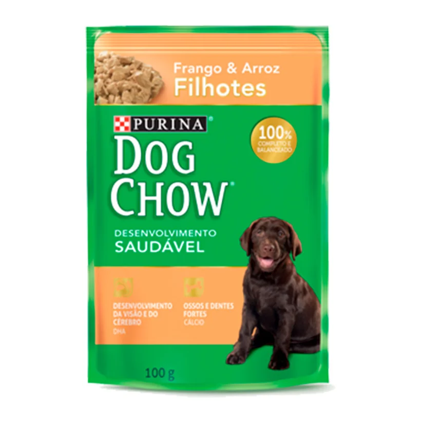 Ração Úmida Dog Chow Sachê Filhotes Frango e Arroz 100g