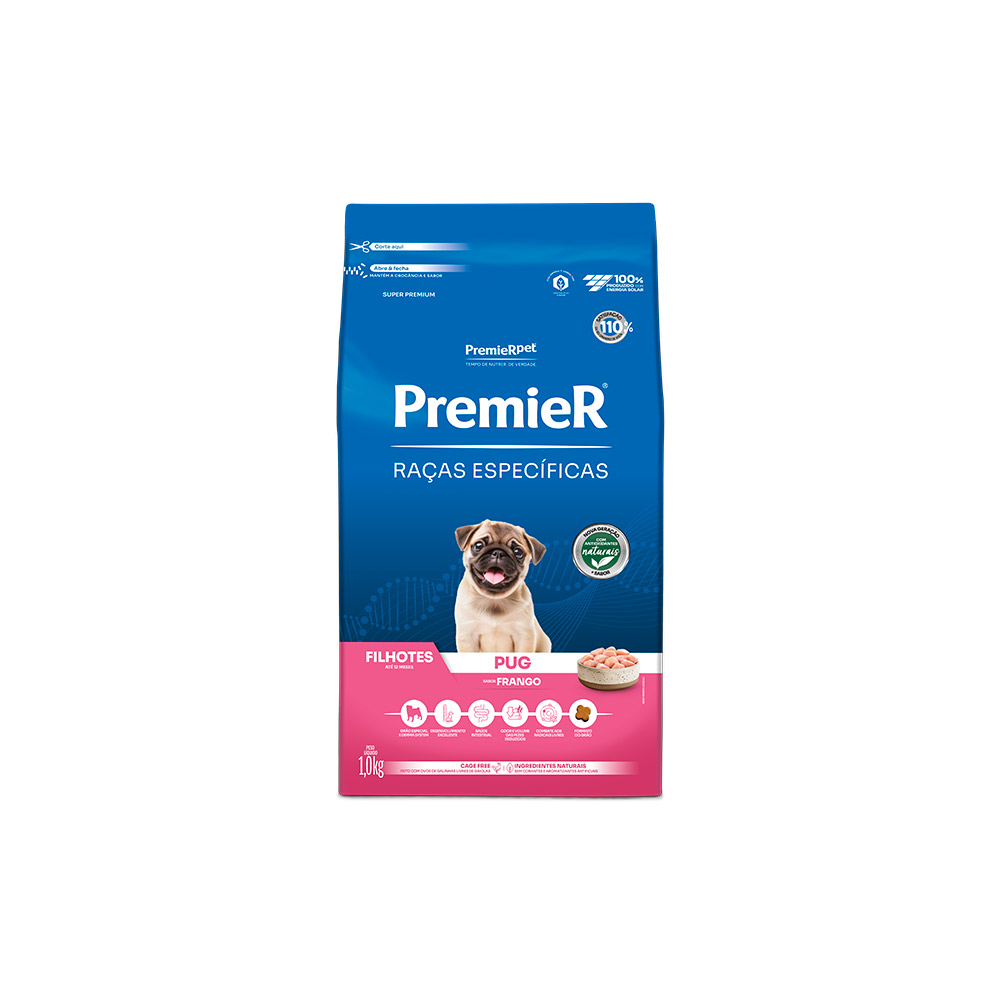 Ração Premier Raças Específicas Pug para Cães Filhotes Sabor Frango