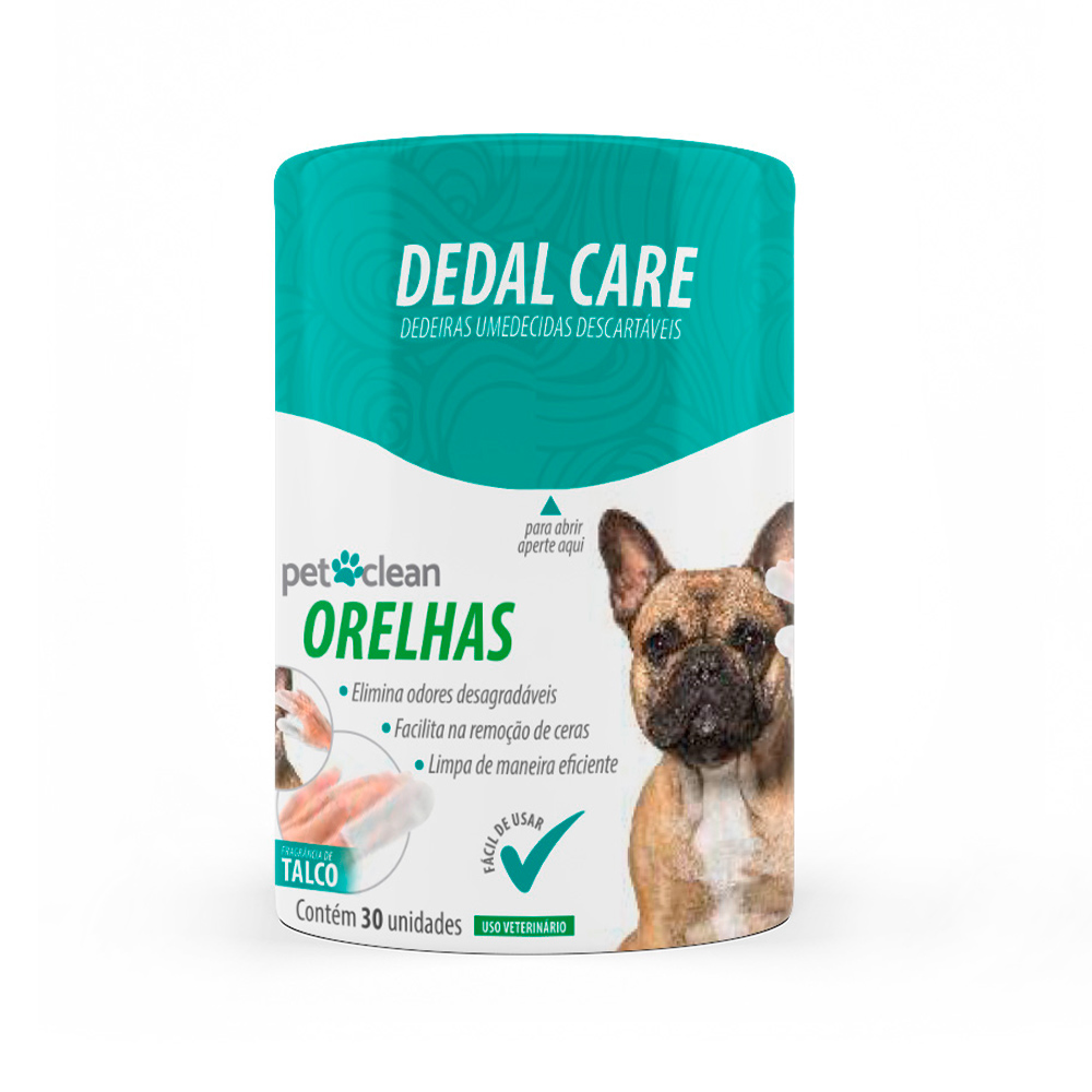 Dedeira Umedecida Pet Clean Dedal Care Orelhas 30 Unidades