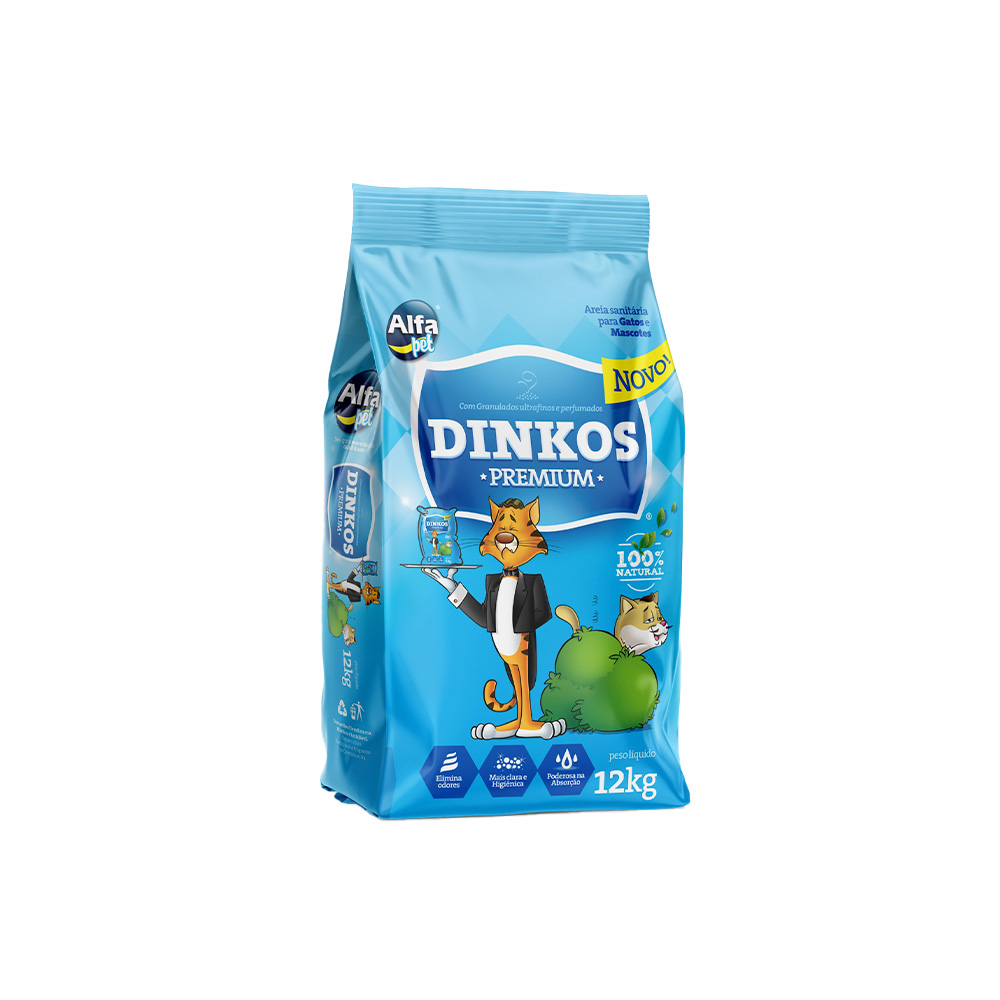 Areia Higiênica Dinkos Premium Ultra Fina e Perfumado para Gatos