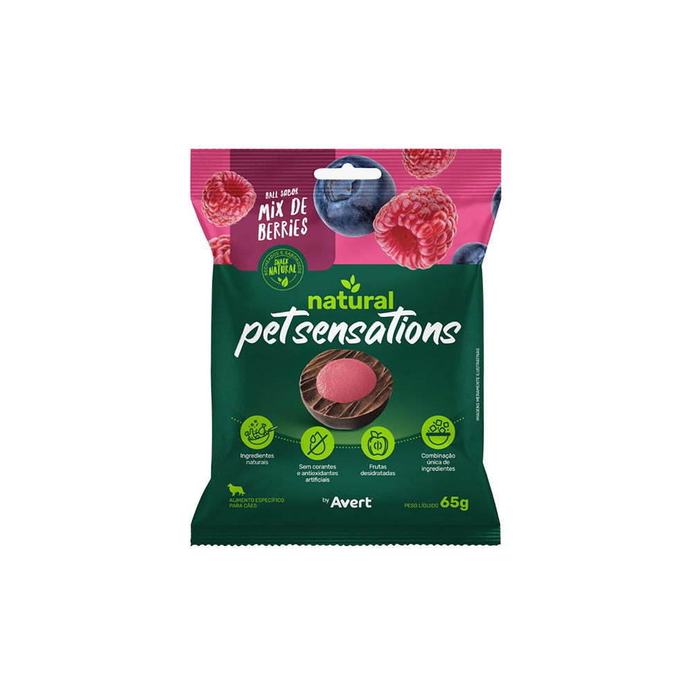 Snack Petitos Pet Sensations para Cães Sabor Mix Berrie 65 g