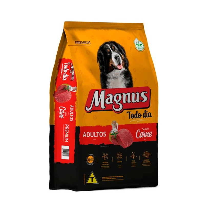 Ração Magnus Premium Cães Todo Dia Adultos Carne Pague 20Kg Leve 21,3Kg