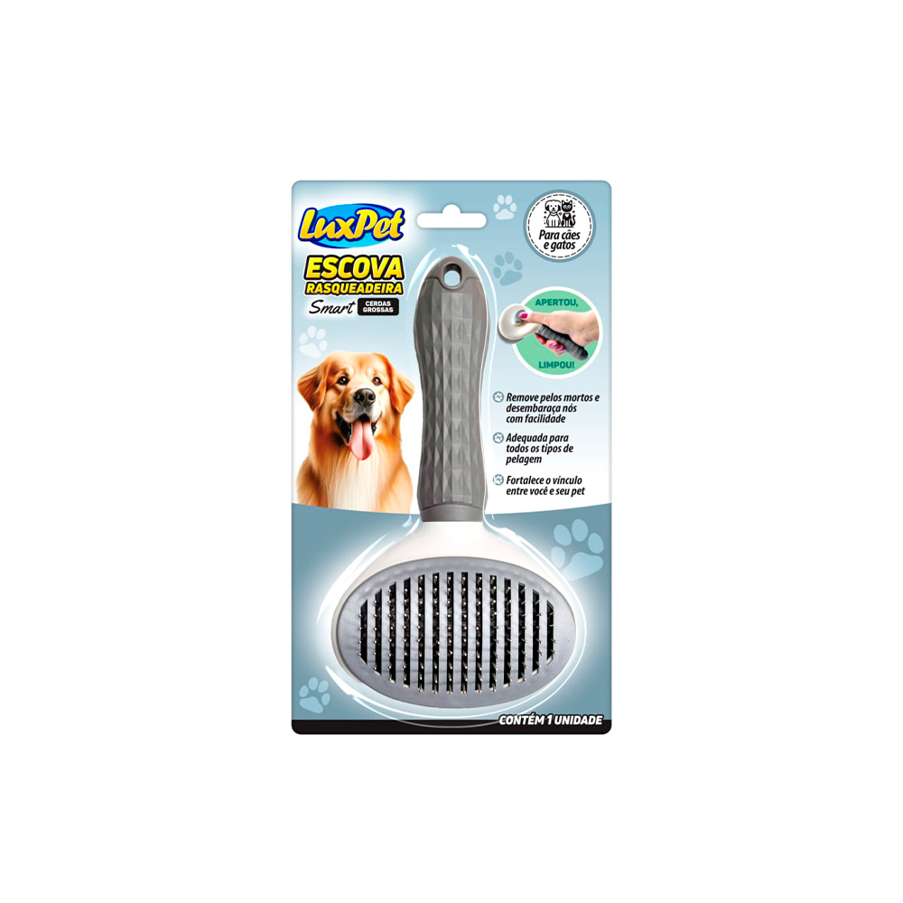 Rasqueadeira Luxpet Pelos Longos e Espessos para Cães e Gatos