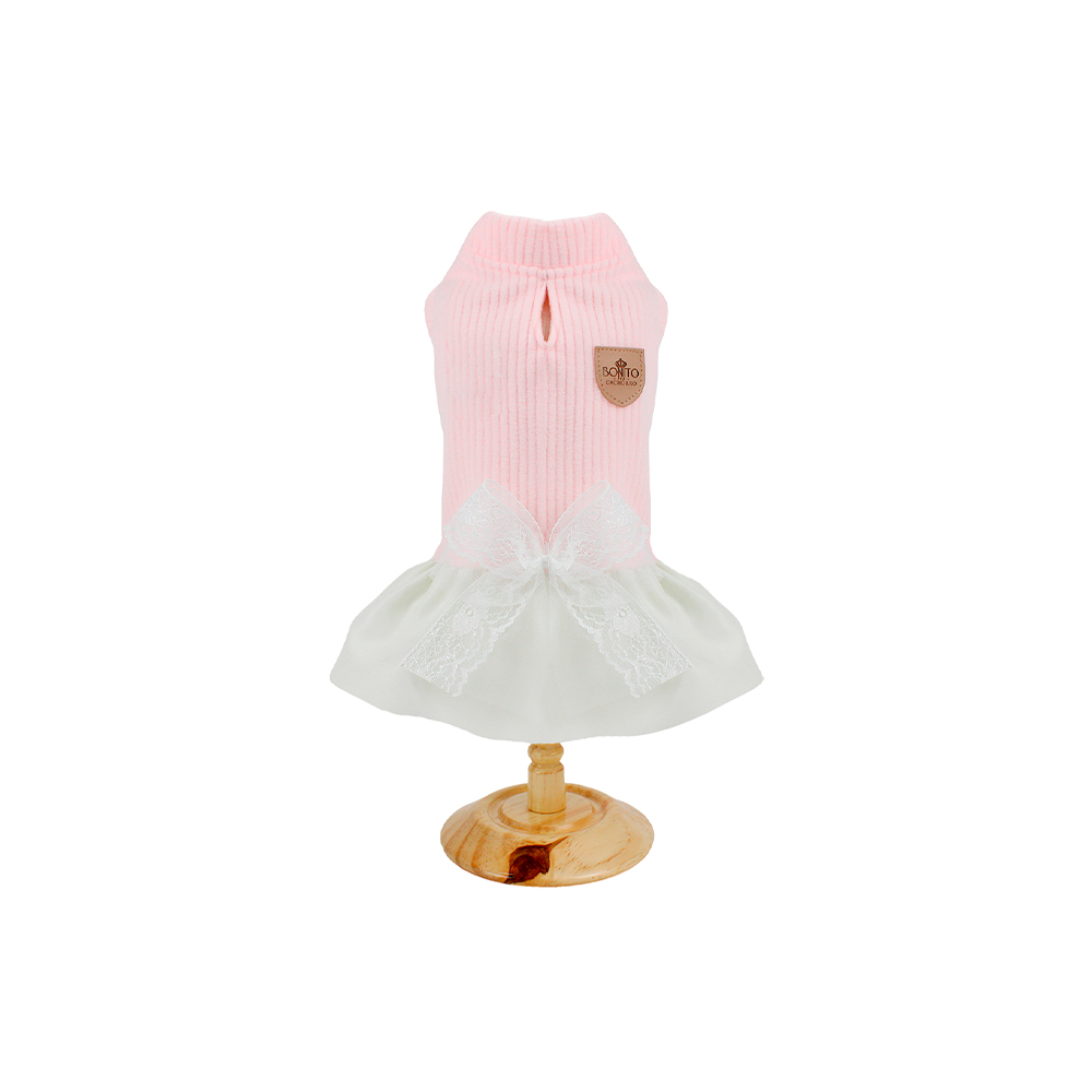 Vestido Bonito pra Cachorro Canelado Rosa para Cães