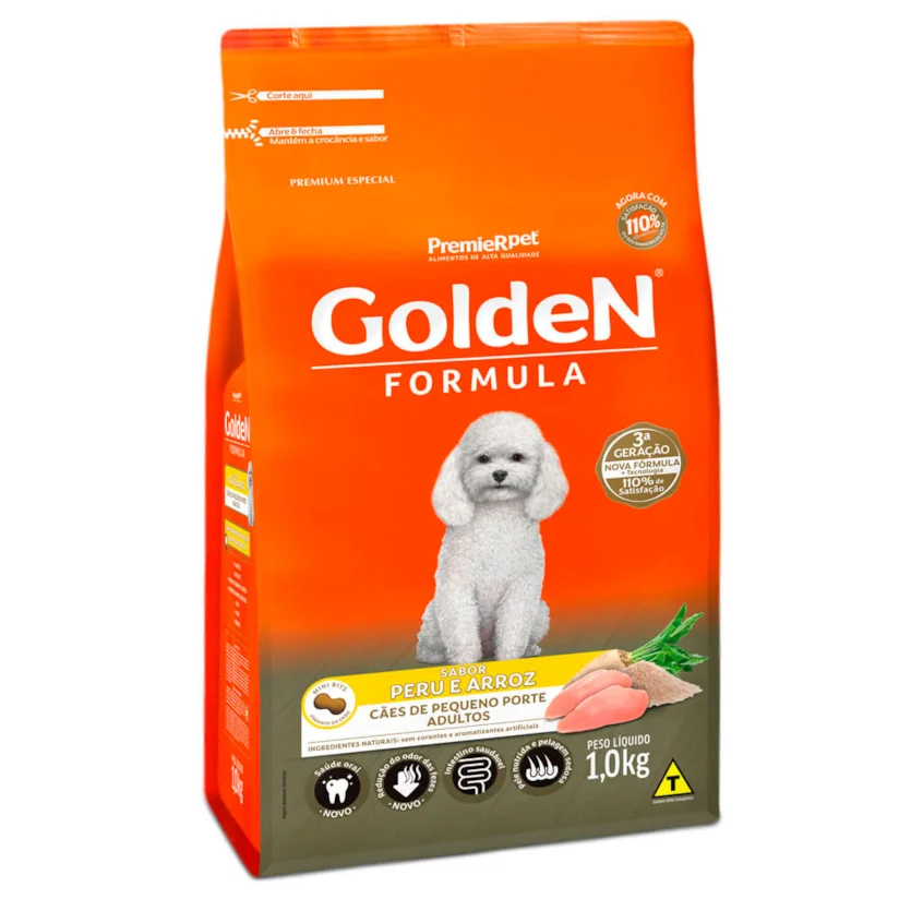 Ração Premier Golden Fórmula Mini Bits para Cães Adultos Peru e Arroz 1kg