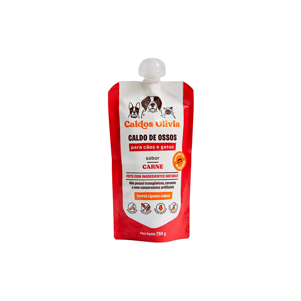 Sachê Caldos Olivia Sabor Carne para Cães e Gatos 250 ml