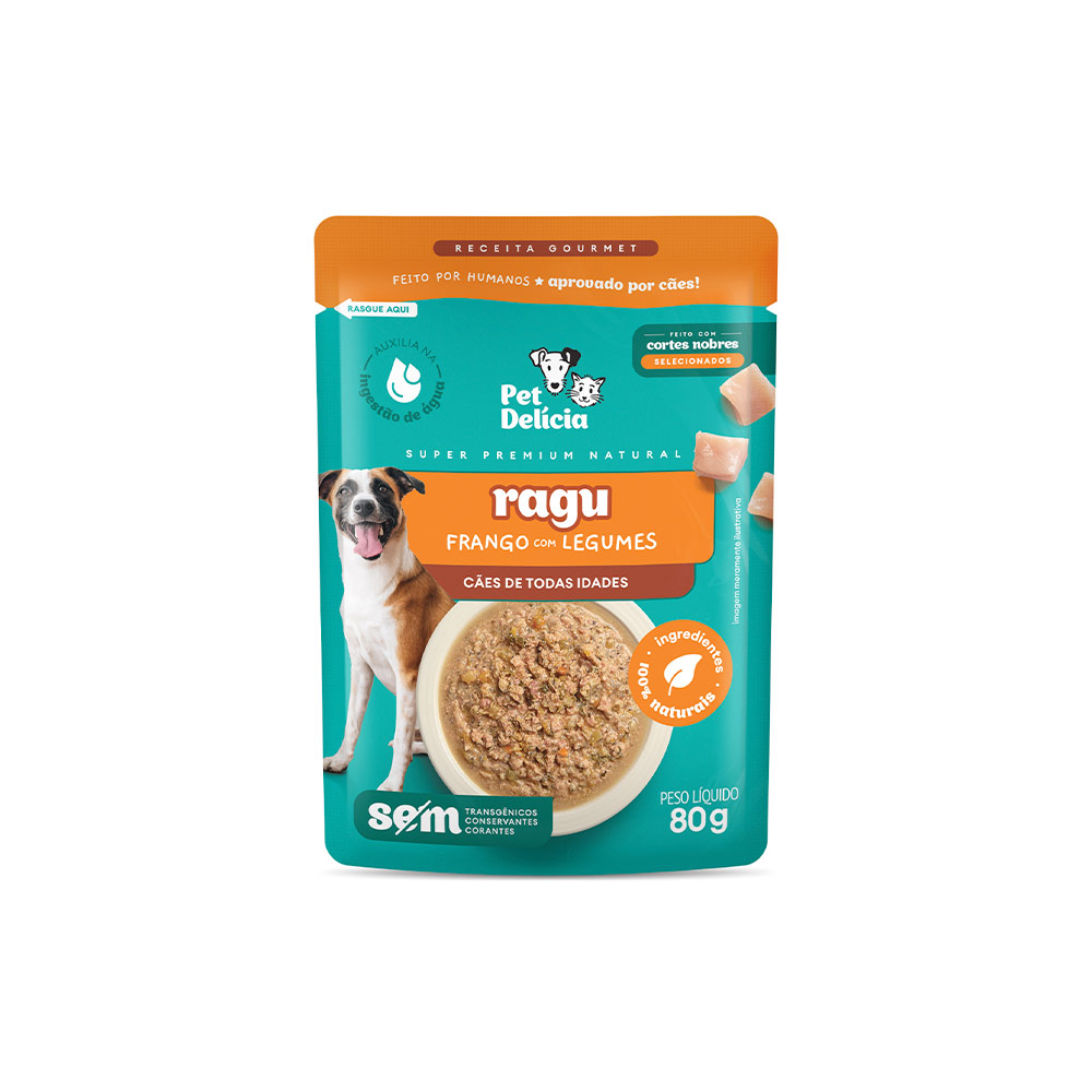 Sachê Natural Pet Delícia Ragu de Frango com Legumes para Cães 80g