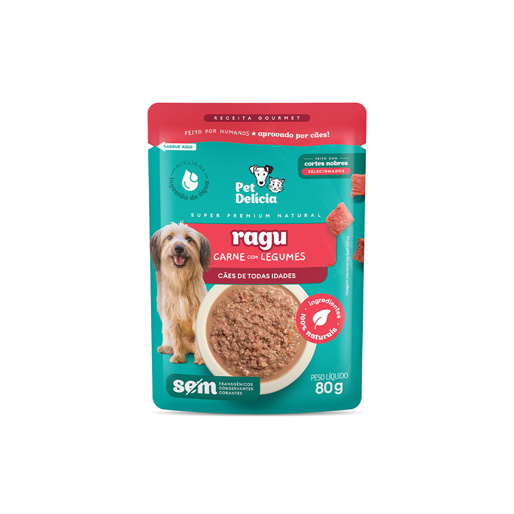 Sachê Natural Pet Delícia Ragu de Carne com Legumes para Cães 80g