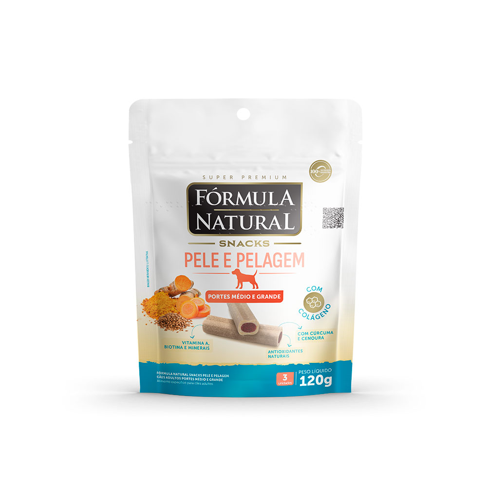 Snack Fórmula Natural Pelo e Pelagem Médio para Cães 120g