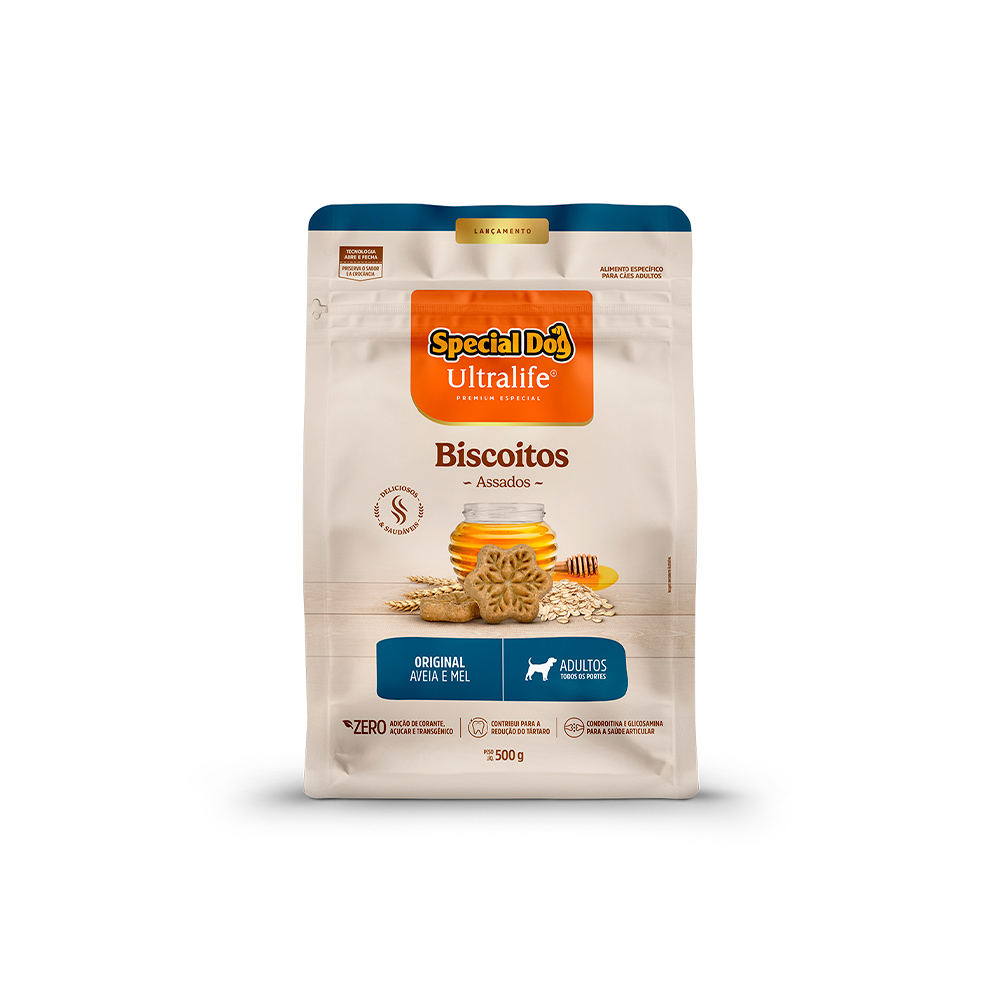 Biscoito Special Dog Ultralife Original para Cães Adultos Sabor Aveia e Mel 500 g