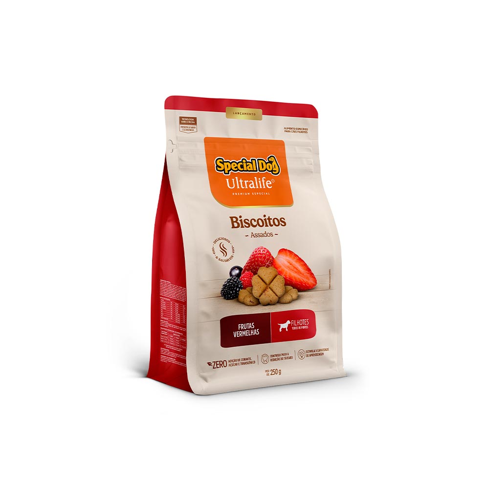 Biscoito Special Dog Ultralife para Cães Filhotes Sabor Frutas Vermelhas 250 g