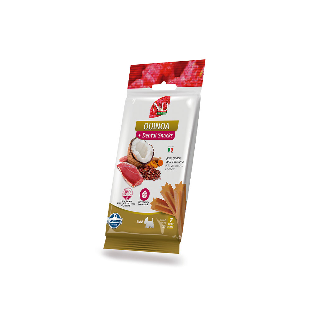 Snack N&D Dental Quinoa para Cães de Mini e Pequeno Porte Sabor Pato, Quinoa, Coco e Cúrcuma 60 g