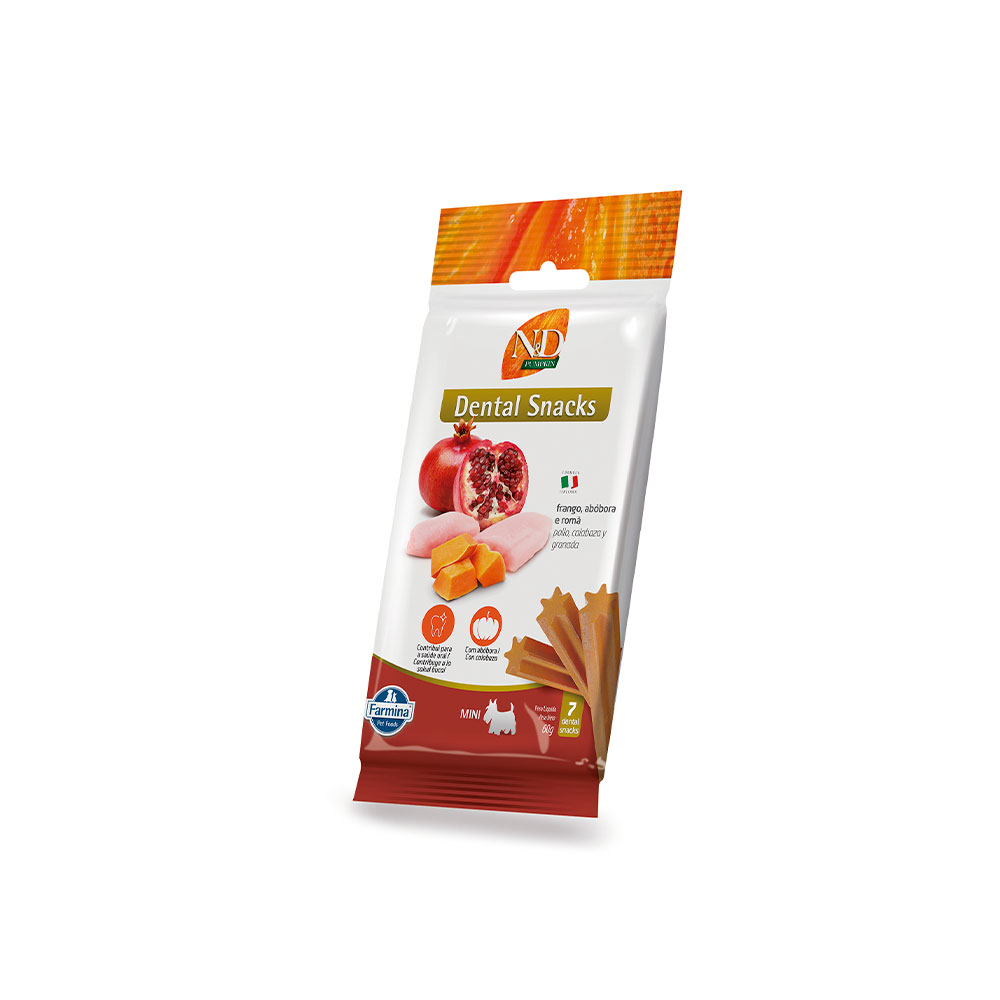 Snack N&D Dental Pumpkin para Cães de Mini e Pequeno Porte Sabor Frango e Romã 60 g