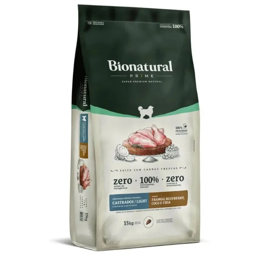 Ração Special Dog Bionatural Prime Raças Médias E Grandes Castrados E Light Frango 15Kg