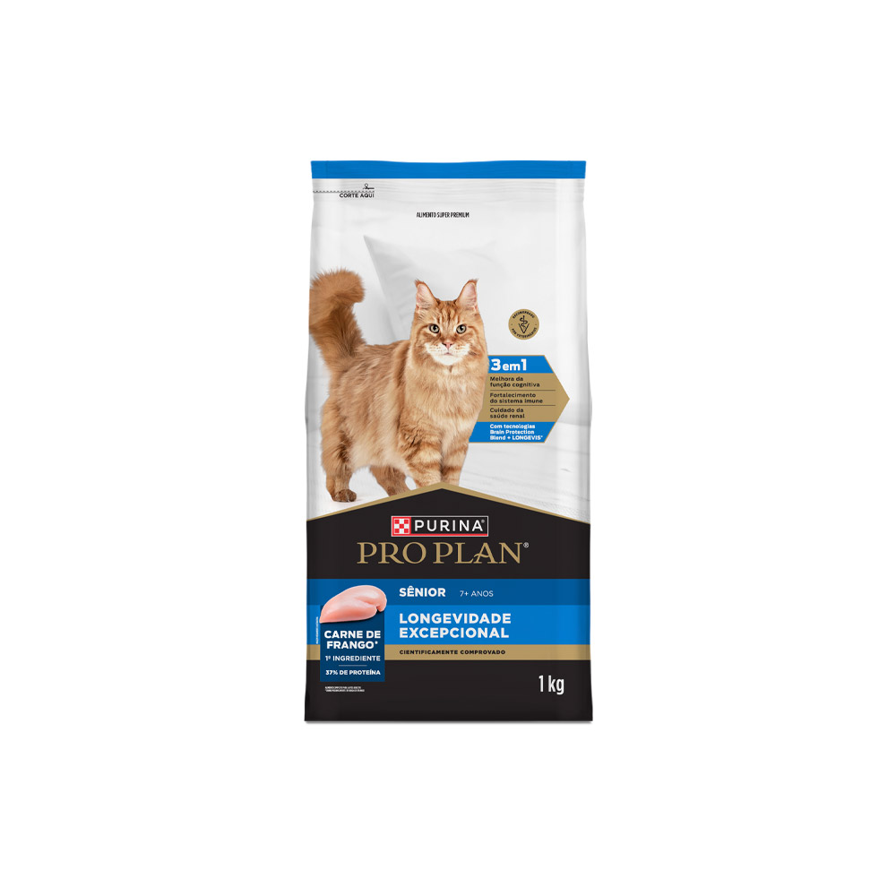 Ração Nestlé Purina Pro Plan Longevidade Excepcional para Gatos Sênior +7 Sabor Frango
