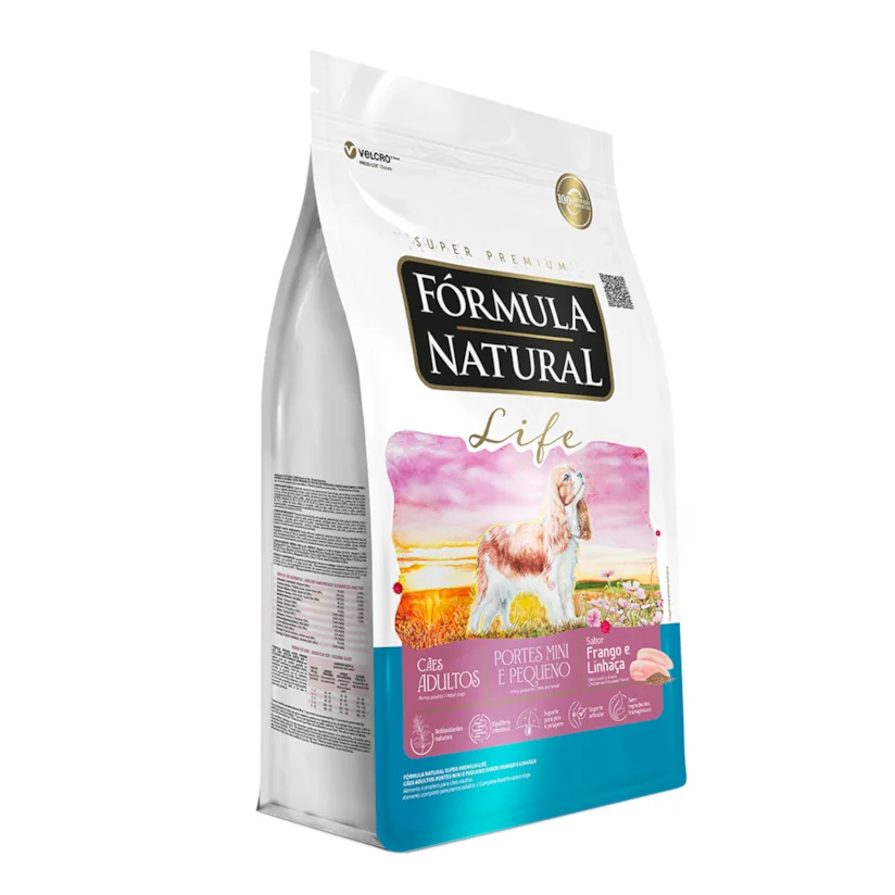 Ração Fórmula Natural Cães Adultos Raças Mini e Pequenas Sabor Frango e Linhaça 7,5kg