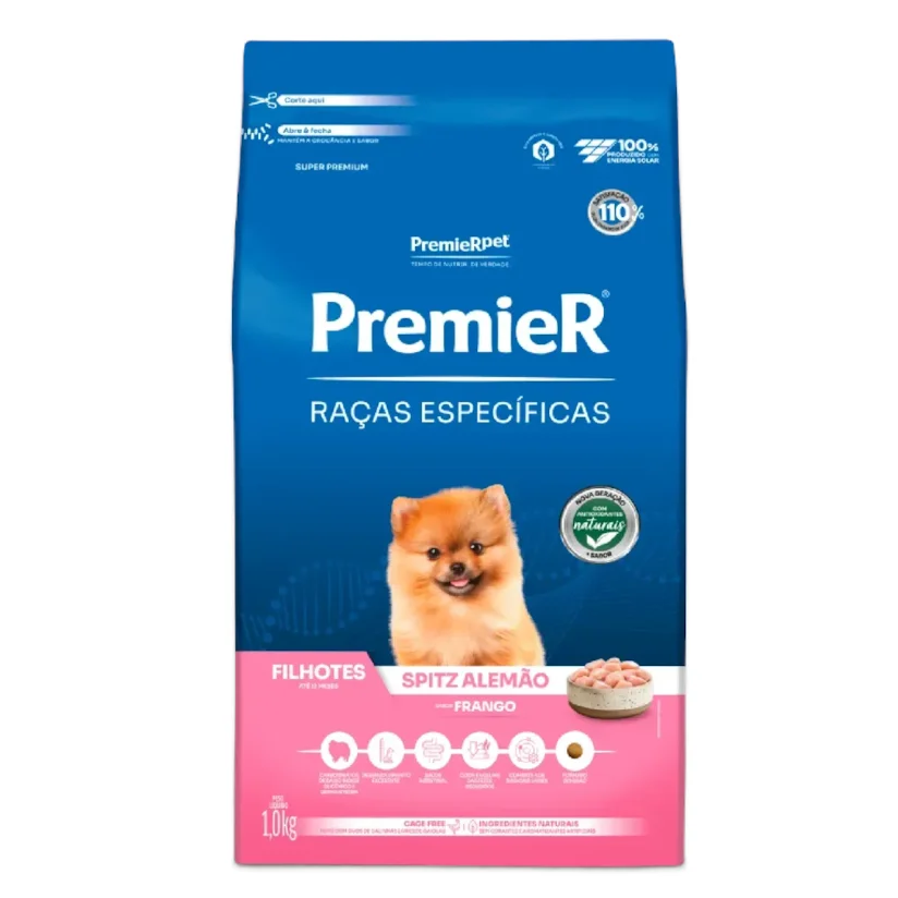 Ração Premier Raças Específicas Cães Filhotes Spitz Alemão Frango 1kg