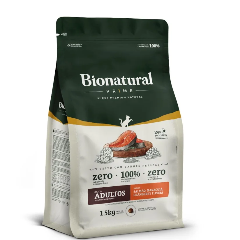 Ração Bionatural Prime Gatos Adultos Salmão 1,5kg