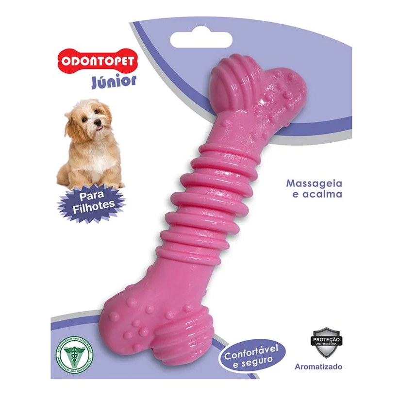 Brinquedo Ossinho Mordedor Rosa Filhotes Odontopet