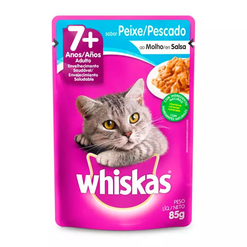 Ração Úmida Whiskas Gatos Sênior Peixe Sachê 85g