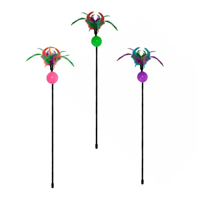 Brinquedo Vara com Penas Coloridas Para Gatos Napi