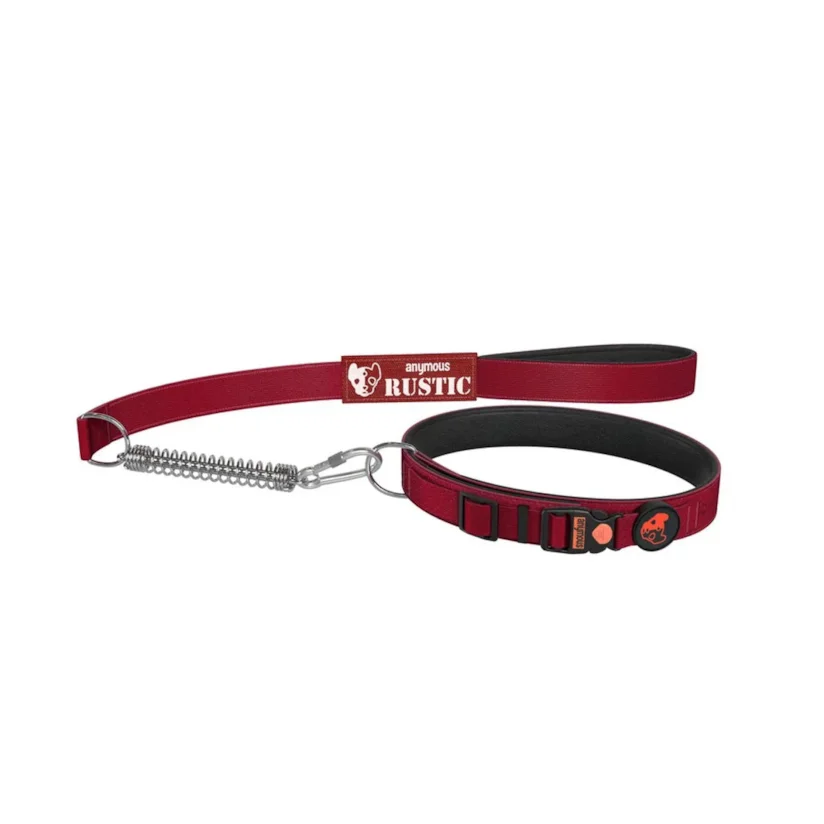 Coleira Com Guia Para Cães Anymous Rustic Vermelho G