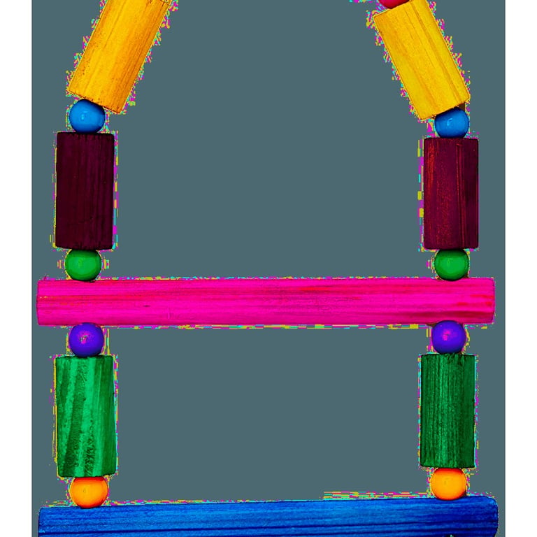 Brinquedo Para Pássaros Escada 3X1 Miçanga e Madeira 3P Tudo Pet Médio