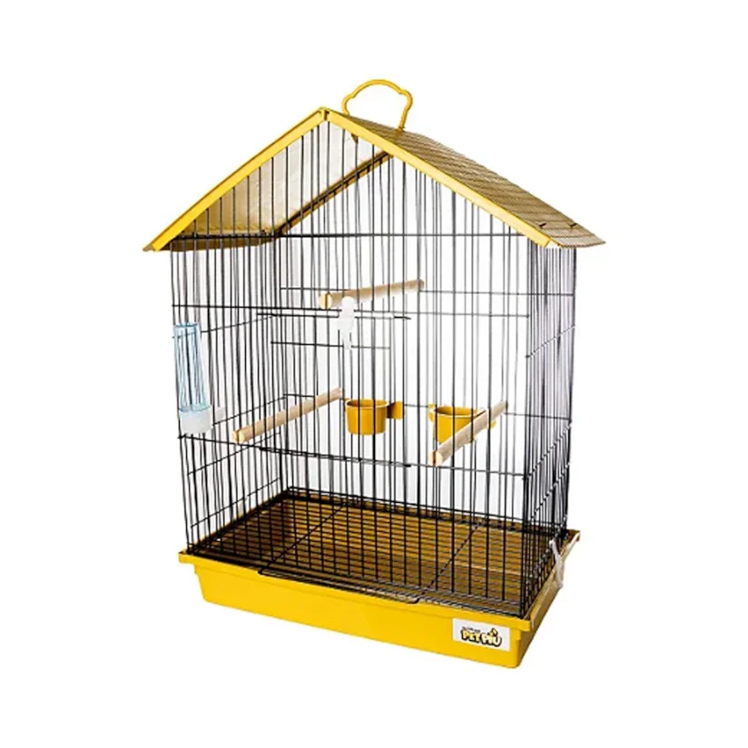 Gaiola Para Calopsita Teto Plástico Jel Plast Black/Amarelo