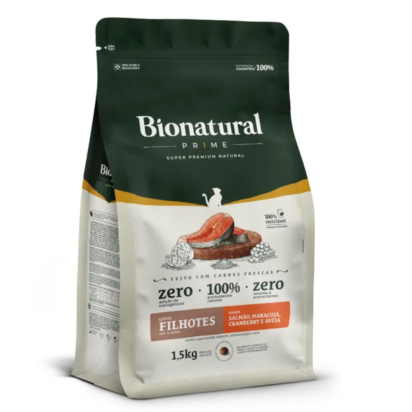 Ração Bionatural Prime Gatos Filhotes Salmão 1,5kg