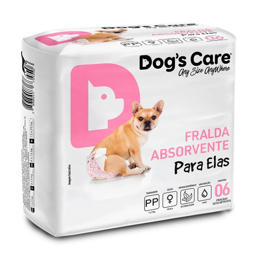 Fralda Higiênica PP Para Fêmeas Dogs Care 6 Unidades