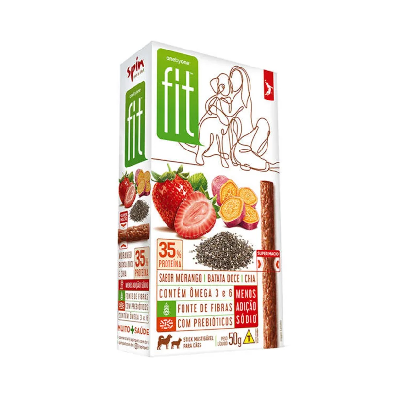Stick Para Cães Fit Spin Pet Sabor Morango, Batata Doce e Chia 50g
