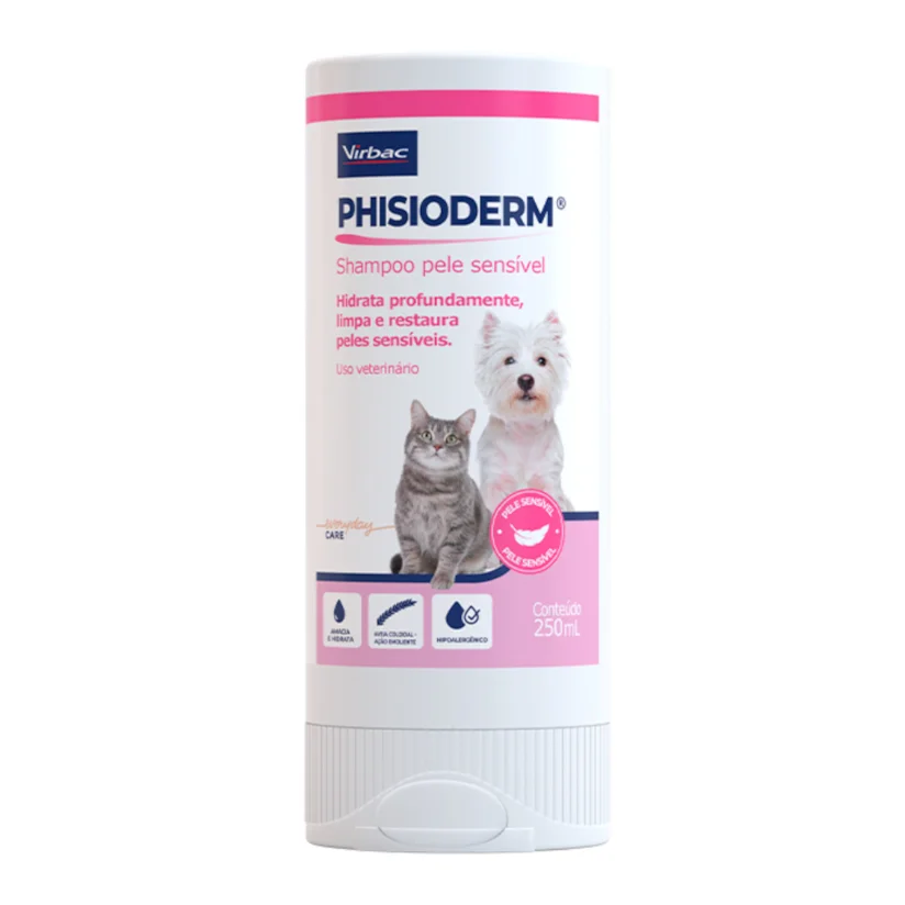 Shampoo Virbac Phisioderm Pele Sensível para Cães e Gatos 250ml