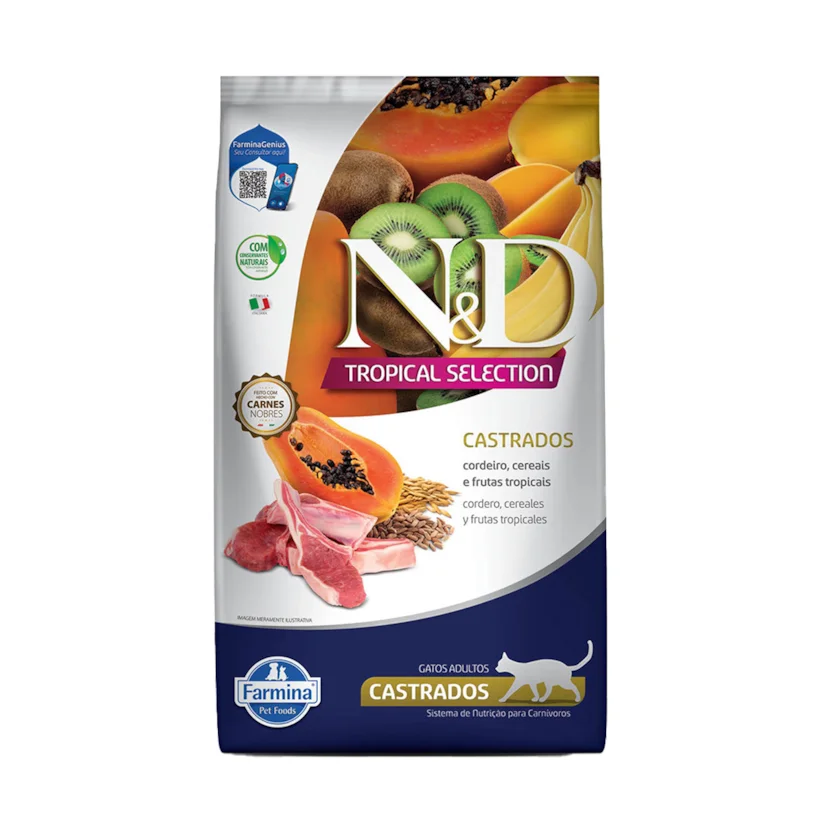 Ração ND Tropical Selection para Gatos Castrados Cordeiro 7kg