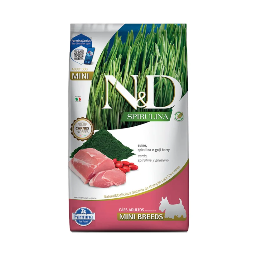 Ração ND Spirulina Para Cães Adultos Mini Suino 7kg