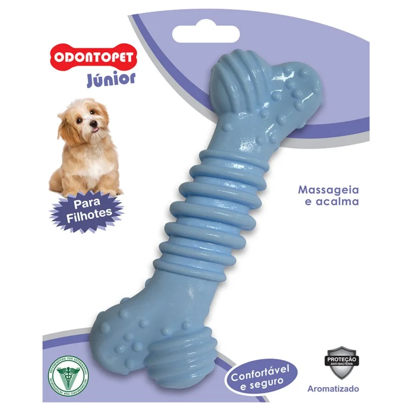 Brinquedo Ossinho Mordedor Azul Filhotes Odontopet