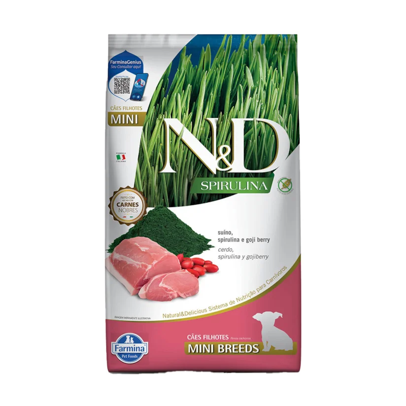 Ração ND Spirulina Para Cães Puppy Mini Suino 7kg