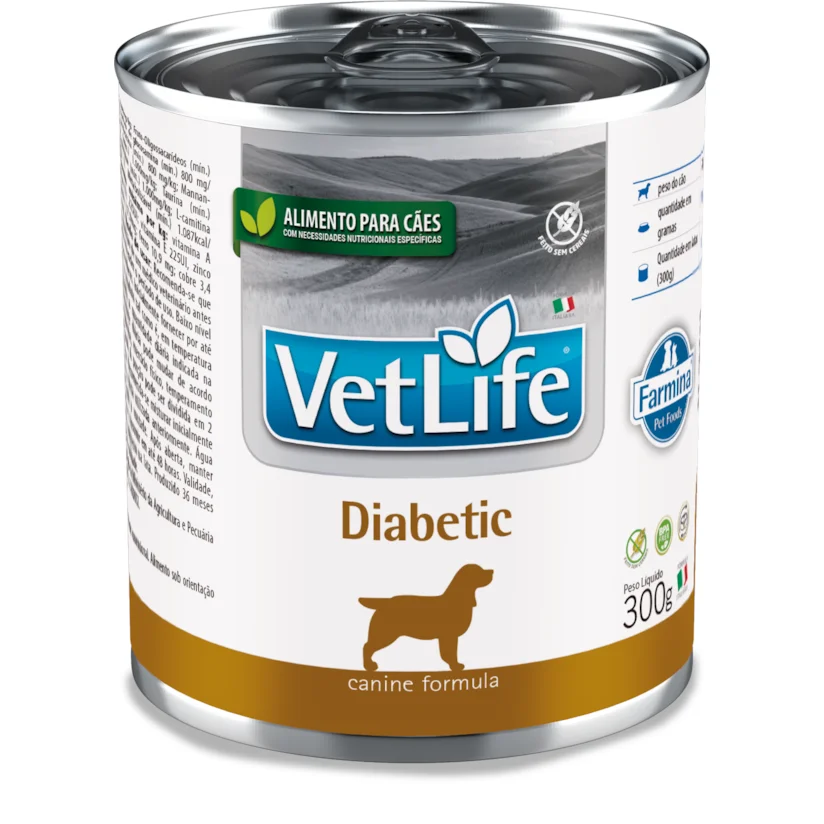 Ração Úmida Vet Life Cães Adultos Diabetic Lata 300Gr