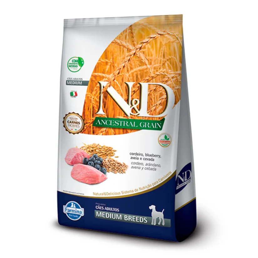 Ração N&D Ancestral Cães Adultos Medio Cordeiro 10,1kg