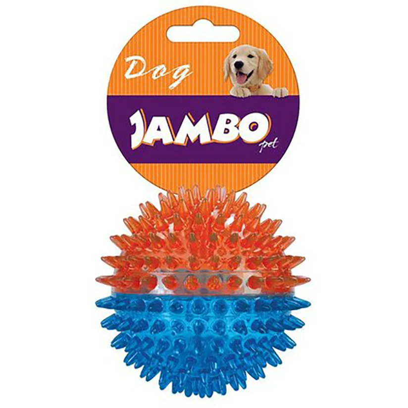 Brinquedo Cães Jambo Bola Tpr Media Espinho Dual Azul e Laranja