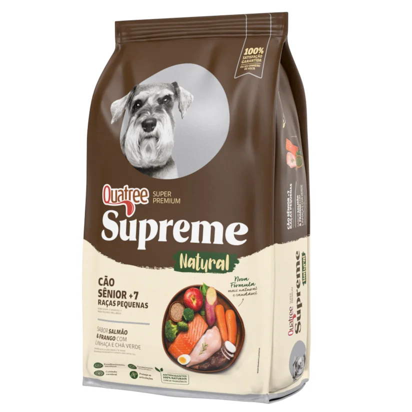 Ração Quatree Supreme Cães Sênior +7 Raças Pequenas Frango e Salmão