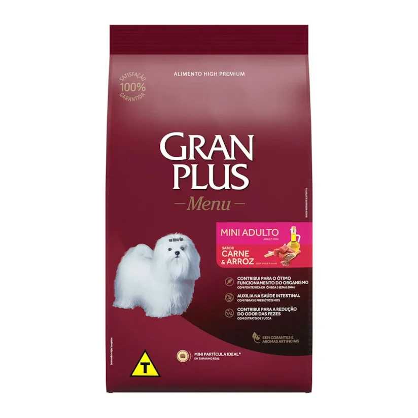 Ração Gran Plus Cães Menu Adultos Porte Mini Carne e Arroz 1kg