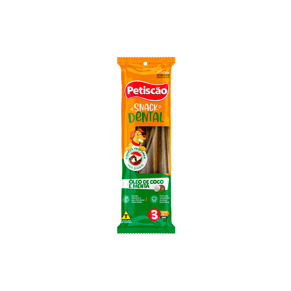 Snack Dental Óleo de Coco e Menta Petiscão 3 unidades