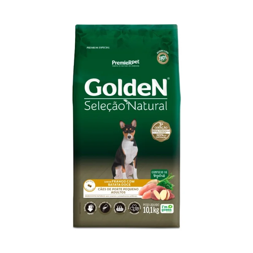 Ração Golden Seleção Natural Cães Adultos Mini Bits Batata Doce 10,1kg
