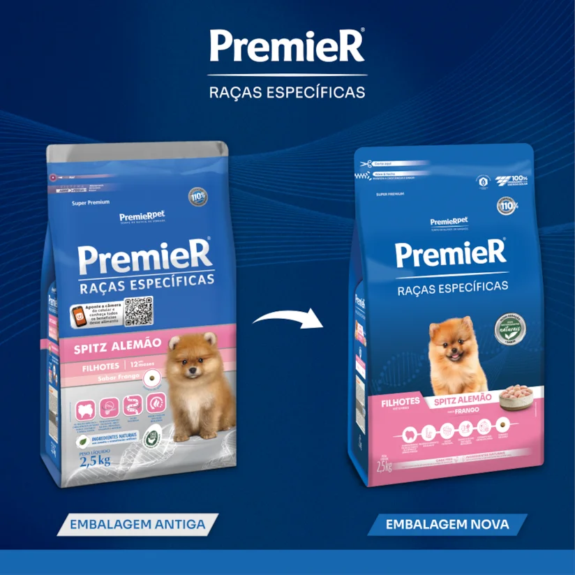Ração Premier Raças Específicas Spitz Alemão Cães Filhotes Frango 2,5kg