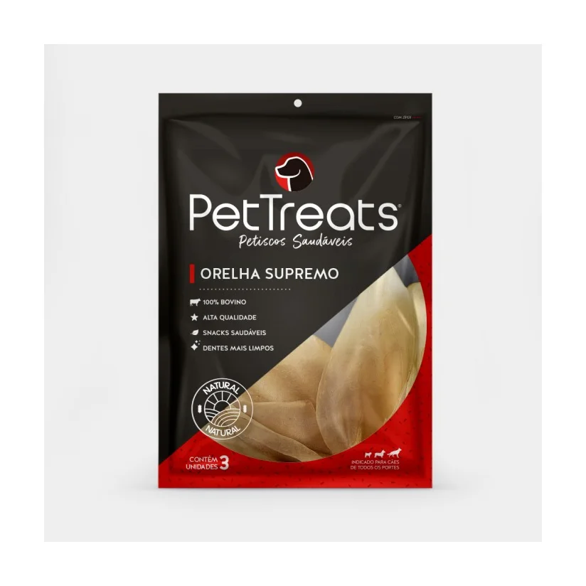 Petisco para Cães Pet Treats Orelha Supremo Pouch 3 Unidades