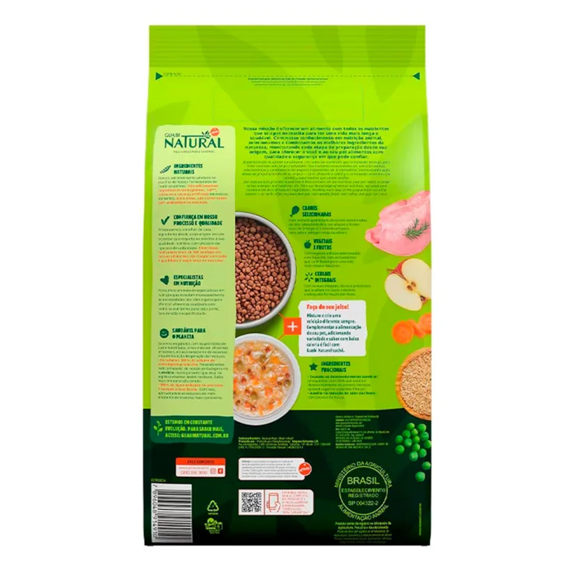Ração Guabi Natural Cães Filhotes Mini e Pequeno Frango e Arroz Integral 1kg