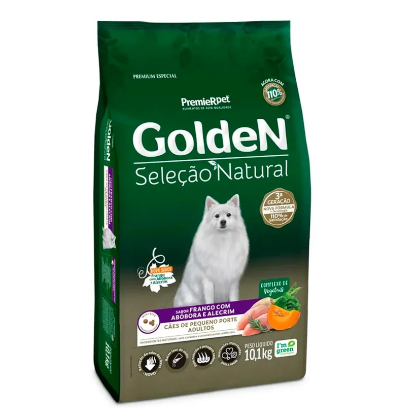 Ração Premier Golden Seleção Natural Cães Adultos Raças Pequenas Frango com Abóbora e Alecrim 10,1kg