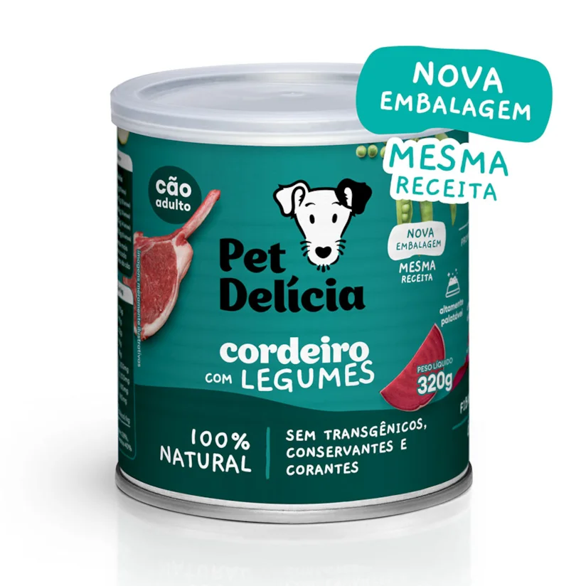 Ração Úmida Pet Delícia Cães Cordeiro Com Legumes 320g
